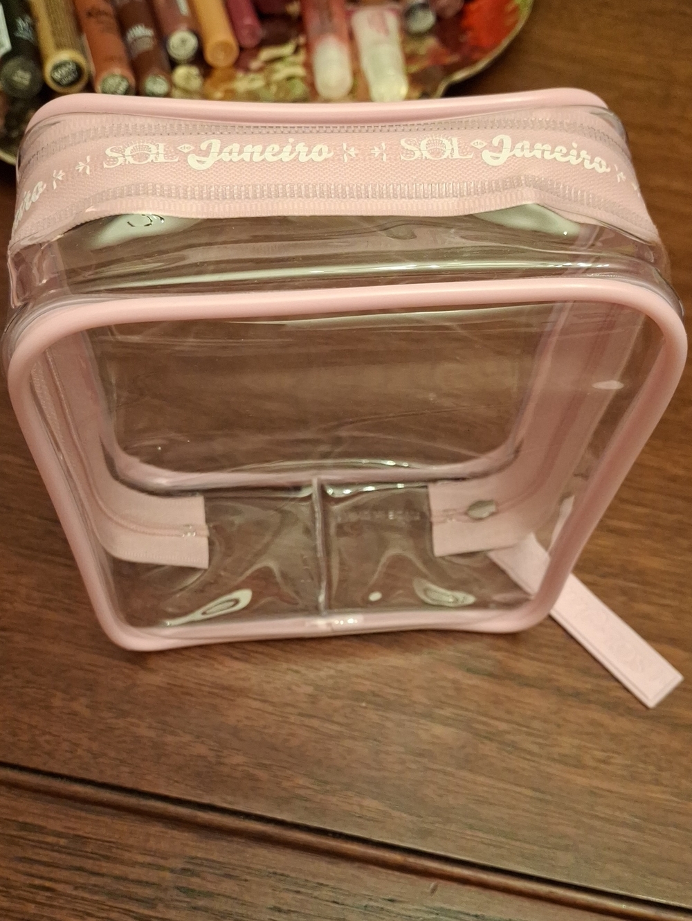 SOL de Janeiro Clear Pink Cosmetic Bag New Approx 5x5x3